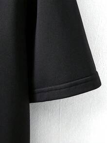 Men'S " Again" Graphic Tee - Casual Short Sleeve, Comfortable Round Neck, Polyester Blend, Summer Style, Streetwear Tshirt With Playful Lip Print, Casual Attire| Playful Print Tee| Comfortable Fit, PLUS SIZE - màu đen - Xem 4