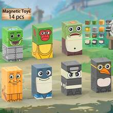 14 件意大利 Brainrot Tung Tung Sahur 木制磁性积木套装，感官建筑玩具套装，独特的生日礼物，万圣节/圣诞节礼物，适合 3 岁以上儿童和青少年 - 彩色 - 查看 4