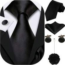 Bộ cà vạt nam dệt cà vạt và khuy măng sét cài áo hình hoa cho trang phục công sở trang trọng - Màu xanh lam - Xem 8