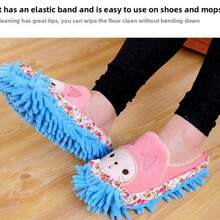 Floor Cleaning Slipper Shoes - Removable Washable Chenille Mop Slippers For Hands-Free Mopping, Machine Washable Scrubbing Slippers For Hardwood Tile Floors, Home Cleaning Footwear For Dry/Wet Dust Mopping