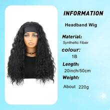 20-Inch Curly Wave Synthetic Wig Headband For Women, Heatproof Long Wig For Daily Wear And Party, No Glue Required - Multicolor - View 7
