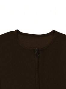 Mono corto de manga corta, ajustado, con cremallera delantera y espalda de tirantes, de estilo deportivo casual para mujeres