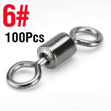 100pcs Fishing Bucket Bearing Swivel Solid Ring Lure Connector LB