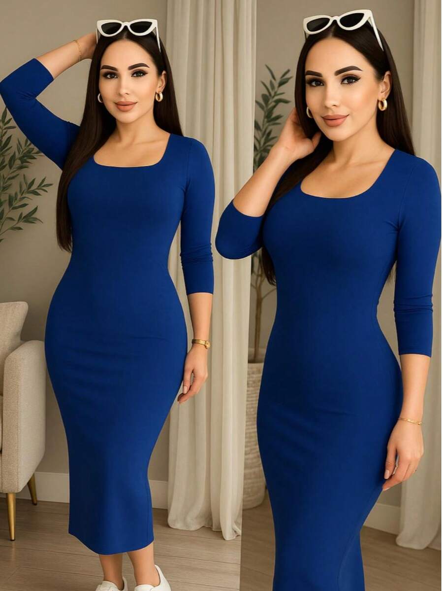 Women Midi Dresses - Blue - View 1