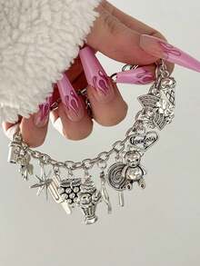 1pc Personalized Letter, Heart, Charm Bracelet Women Valentines DS3M - Antique Silver - 查看 12