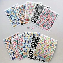 10 张字母贴纸 字母贴纸 小号自粘式 ABC 0.5 英寸 PVC 贴纸字母 适用于水瓶剪贴簿笔记本标签邮箱 DIY 工艺品艺术标志（多色） - 彩色 - 查看 10