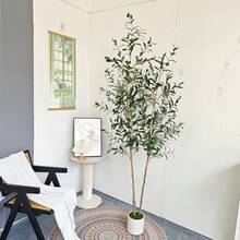 1pc Artificial Olive Tree 150-210cm With Plastic Pot & Moss, Realistic Leaves & Trunk, House Ornament Fake Plant Home Wedding Room Decor, Indoor Outdoor Christmas