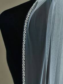 Voile de mariée fait main avec perles, pendentifs et peigne à cheveux, accessoire de cheveux de mariage élégant - V32 - Voir 6