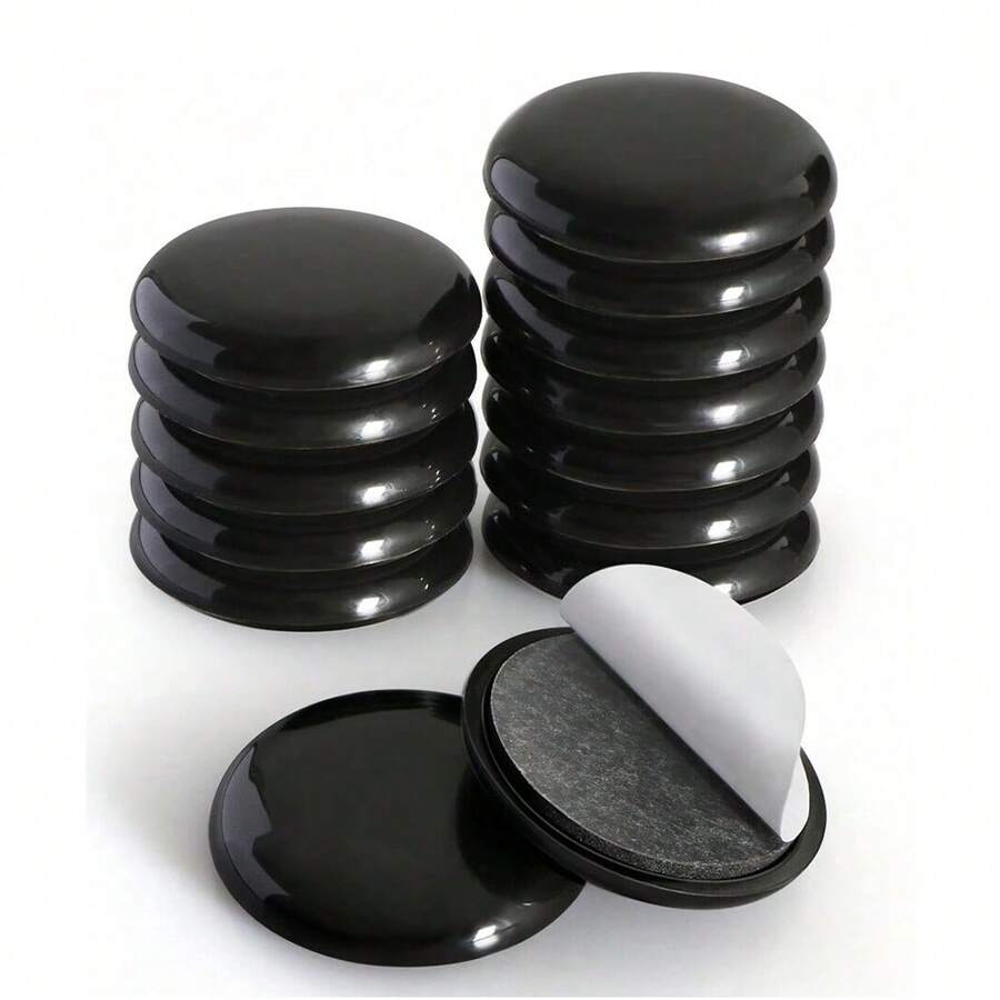 12/24 Pcs Sliding Furniture Slides/Furniture Floor Protectors - Self-Stick Silent Slides For Carpets And Hard Floors - Scratch Resistant Design Slides, Suitable For Sliding Furniture And Appliances(Black)