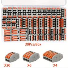Boxed Quick Disconnect 2/3/5 Wire Connector, 28-12 AWG, Insulated Terminal With Copper Contacts, Compact PVC Insulation, Suitable For Wire, Wiring Accessories, Electrical Connector, Clip Cable Terminal, Lever NUT LED Lamp With Lighting, Universal Compact Cable Connection Push-In Type, 2 Pin 412/3 Pin 413/5 Pin 415/Wiring Terminal, Reusable Mini Quick Connection Household Line Terminal, Durable Connector - Multicolor - View 9