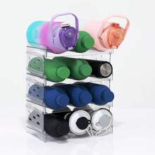 Estante apilable para almacenamiento de vasos de agua, estante de almacenamiento transparente de varias capas, estante de almacenamiento de despensa de cocina, estante de exhibición de botellas de agua, apto para gabinetes, refrigeradores, botellas de agua, tazas y estantes para vinos - transparente - Ver 8