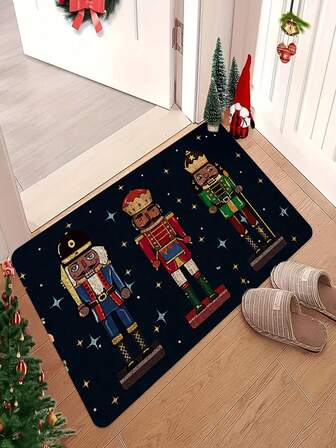 1/2 st juldörrmatta - Jul Nötknäpparen Flanell Golvmatta - Lämplig för att dekorera badrum, vardagsrum, sovrum, kök, kontor och fritidshus | Juldekoration