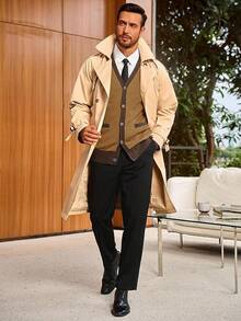 Men's Long Sleeve Button Down Knitted Cardigan Sweater With Pockets, Casual Style - 駝色 - 查看 5