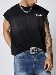 SQ-RomweMen's Dolman Sleeve Crop Vest Top T Shirts Crewneck Loose Pullover Tank Topsgraphic Tees Graphic Tee - 灰色和黑色 - 查看 5