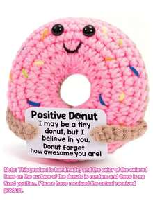 Handmade Penguin Gift, Funny Crocheted Penguin Pendant, Stress Relief Shark, Creative Crocheted Bee/Corn Ring Inspirational Decor Ornaments, Desk Decor, Motivational Card Included, Copper Keychain Pendant, Desk Decor Potted Plant, Vegetable, Positive Gift - Food Series - View 22