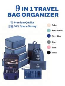 7/8/9/10pcs Travel Packing Cubes, Compression Organizer Bags, Luggage Organizer, Clothing Storage Bags Set, Includes: Cosmetic Bag, Waterproof Multi-Function Organizer, Garment Bag, Holiday Travel Essentials, Shoe Bag, Foldable Storage Box, Collapsible Underwear & Socks Organizer, Travel Packing Cubes, Luggage Organizer