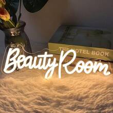 1pc Beauty Room Neon Sign For Spa Beauty Room Nail Brows Lashed Salon Studio LED Wall Art Decor For Business Stores Logo Barber Shops Led Word Indoor Custom Neon Lights 5V USB Powered Warm White,Live Streaming Room