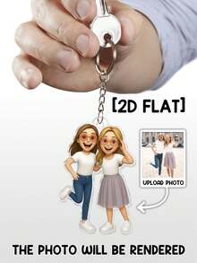 Customized 2D Style Art Character, Render 2D Based On Uploaded Photo, Personalized Keychain Gift For Family And Friends, Holiday Calendar - As Shown - View 6