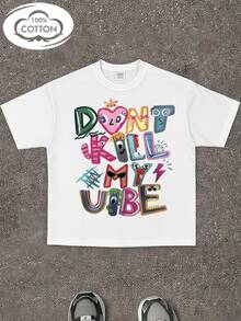 Cotton T-Shirt For Girls, Casual Printed Round Neck Short Sleeved T-Shirt, Summer Top, Young Student Children's Clothing, Preparing Comfortable T-Shirts For Girls - 白色 - 查看 4