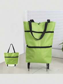 2-In-1 Lightweight Foldable Shopping Cart, Foldable Trolley With Wheels, Reusable Shopping Bag, Unisex Travel Bag, Home And Kitchen Supplies, Portable Rolling Shopping Bag With Wheels, Waterproof Trolley. (Oxford Fabric, Rubber Wheels)