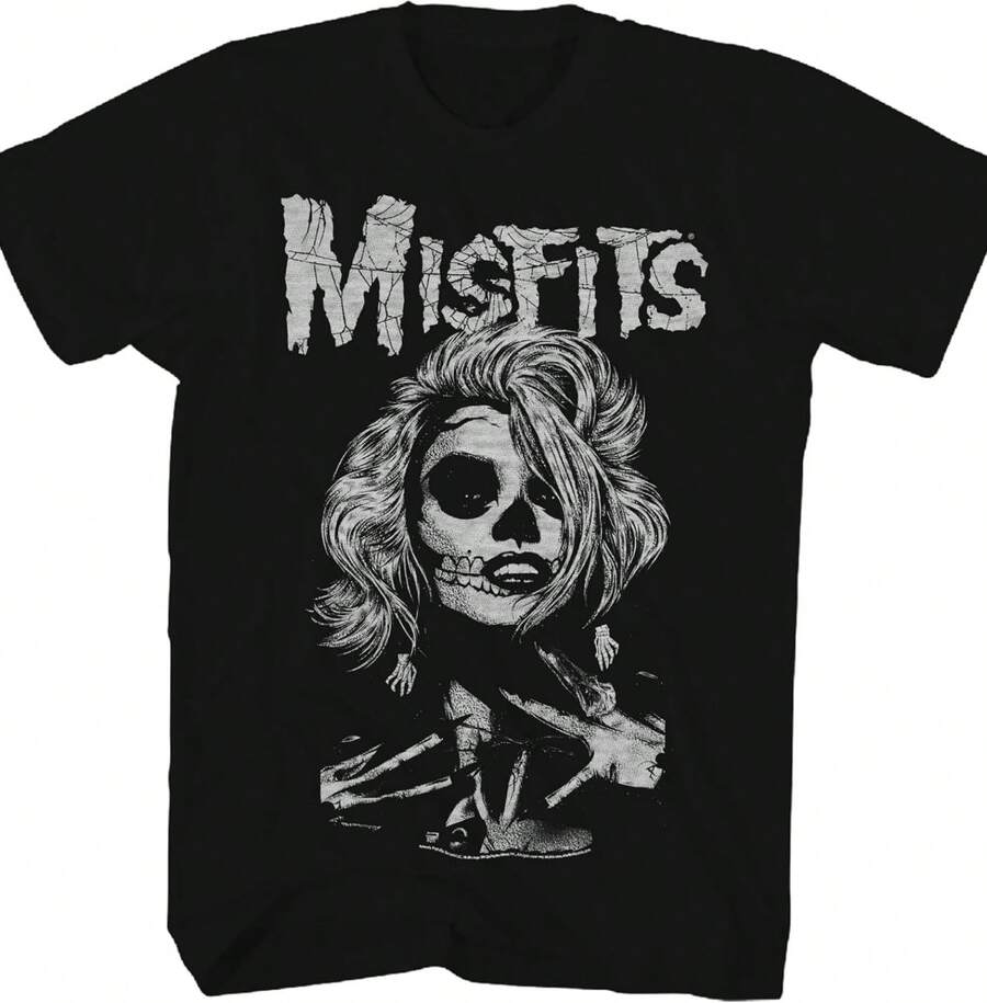 Misfits Band T Shirt Web Woman Adult Black Short Sve American Punk Rock Music Graphic Tees - màu đen - Xem 1