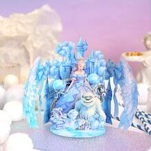 1pc Blue Dreamy Ice Princess 3D Pop-Up Greeting Card, Birthday Card, Home And Party Atmosphere Decorative Items, Wedding Gift Card, Surprise Gift For Friends, Gift For Mother, Gift For Girlfriend, Suitable For Valentine's Day