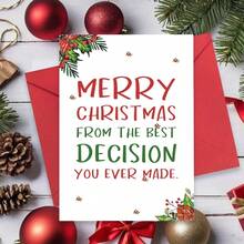 1 件，浪漫圣诞贺卡，适合他/她，搞笑圣诞贺卡，适合丈夫/妻子/男朋友/女朋友，圣诞贺卡礼物，圣诞快乐，这是你做过的最好的决定 - 均碼 - 查看 4