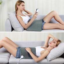 Almohadilla eléctrica, utilizada para aliviar el dolor en la espalda, los hombros, el cuello, las rodillas y las piernas. 6 niveles de calentamiento rápido, con función de apagado automático, lavable a máquina, terapia térmica de doble modo: húmeda/seca (gris). - Gris - Ver 6