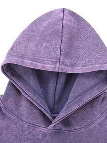 Washed Hoodie, Stylish And Retro Men's Hooded Sweatshirt, 400g Heavyweight Loose Design, Unisex Style, Suitable For Both Men And Women, Ideal For Casual Occasions, A Gift For Boyfriend, Street , An Ideal Gift Among Friends, Men's Clothing, Men's Hoodie That Is Breathable And Comfortable. - 紫色 - 查看 3