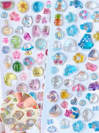 1 st. genomskinlig tecknad dekorativ klistermärke, kan användas för att dekorera kontorsmaterial, gör-det-själv-telefonskal, anteckningsböcker