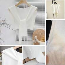 Women's Casual Y2K Shawl Wraps Knitted Tie Up Knotted Shoulder Cape Fashion Shawls Scarf Cape, Sweater Shawl Wraps Sleeves Knitted Collar Sweater Scarf Top Casual Lightweight Shoulder Cape Accessories Suitable For Partyand Dates, Simple And Fashionable, Elegant And Exquisite Matching For Dress - Knitted Shawl - View 3