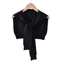 Women's Casual Y2K Shawl Wraps Knitted Tie Up Knotted Shoulder Cape Fashion Shawls Scarf Cape, Sweater Shawl Wraps Sleeves Knitted Collar Sweater Scarf Top Casual Lightweight Shoulder Cape Accessories Suitable For Partyand Dates, Simple And Fashionable, Elegant And Exquisite Matching For Dress - Knitted Shawl - View 8