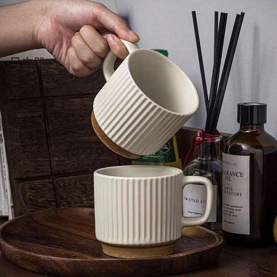 1 件象牙色陶瓷杯，简洁优雅的咖啡杯，适用于办公室、宿舍、厨房、餐厅、卧室、书房、圣诞节和万圣节礼物、圣诞装饰>房间装饰、旅行必需品、有趣的礼物