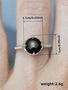 1pc Vintage Cubic Zirconia & Faux Pearl Ring, Jewelry Gift For Women Wedding Anniversary - Silver - View 4