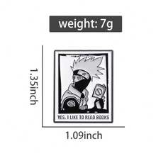 1PC Japanese Style Anime  Character Portrait Peripheral Metal Badges, Personalized Black And White Cartoon Geometric Brooch Accessories - QHXZ1896 - View 3