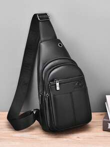 Men's Business Chest Bag, Water-Resistant PU Crossbody Bag For Travel, Phone Storage, Outdoor Casual Sports Belt Bag Phone Bag, Thigh Bag, Camping, Holiday Essential, Camping, Hiking Bag - Multicolor - View 11