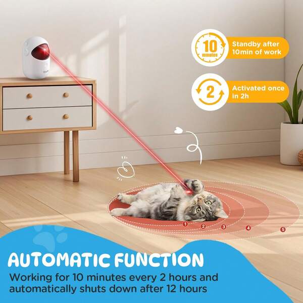 Automatic Laser Cat Toy Pet Interactive Cat Toy USB Rechargeable Indoor 3 Modes Dog Laser Pen Toy Cat