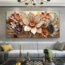 1 Pc Canvas Painting, Modern Luxury Floral Canvas Poster  , Wooden Framed Art,High Quality ,Thickness 2.25cm/1inch  Wall Art Prints Poster Direct Hanging Decor For Home Gifts,Living Room, Bathroom, Bedroom, Kitchen,Bar,Office - 彩色 - 查看 3