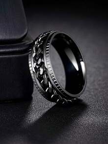 CIZME 3 件装旋转环，缓解焦虑，不锈钢抗焦虑环，可旋转旋转环，清凉减压，男女通用，尺寸 6/7/8/9/10 - 多色-3pcs - 查看 6