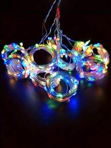 One-Piece Set, 100/200/300 LED Solar-Powered Outdoor String Lights, Solar-Powered Copper Wire Fairy Lights With 8 Lighting Modes, Perfect For Weddings, Parties, Balconies, Terraces, Tents, Eaves, Camping, Gardens, Trees, And Patio Decorations. - Multicolor - View 7