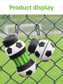 1 pièce Gourde pliable grande capacité de 550 ml, gourde en silicone portable, forme de ballon de football, convient aux femmes, grande capacité, apparence attrayante, shaker, marquages horaires, bouteille en verre pour jus, bouteille d'eau, convient pour les voyages, l'extérieur, le camping, bouteille d'eau transparente portable, tasse paille d'été, gourde de sport et fitness extérieur, gourde d'eau portable pour étudiant, gourde de rentrée scolaire