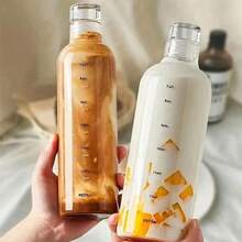 1pc Large Capacity Water Bottle With Time Marker - , Lightweight Design Suitable For Men And Women - Perfect For Iced Coffee And Beverages, PPSU Measuring Cup, Outdoor Use - Multicolor - View 1