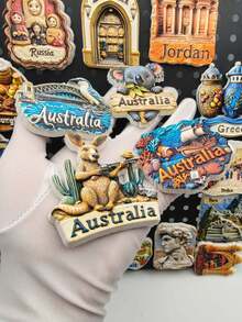 1 szt. australijski magnes na lodówkę z żywicy 3D, przedstawiający zwierzę, Londyn, Wielka Brytania, Wenecja, Wieża Eiffla, Francja, Czechy, USA, piramidy w Egipcie, Doha, Katar, Austria, Gruzja, Węgry, pamiątka z podróży do Krakowa, magnes na lodówkę, dekoracja domu, prezent świąteczny - Wielokolorowe - Zobacz 7