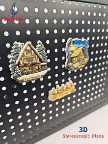 1pc German Style 3D Stereo Fridge Magnet - German Snowy Cabin + Luminous Cabin + Joyful Squirrel Party, High-Precision Embossed Collectible, Personalized Travel Souvenir Fridge Magnet Sticker, Home Decor, Kitchen, Room, Office, Cabinet Craft Gift, Holiday Souvenir, Exquisite Small Gift
