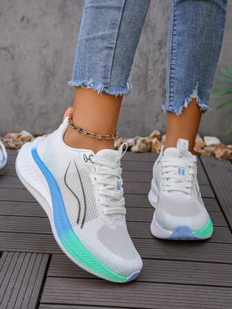 1 par de zapatos casuales versátiles para adolescentes, con cordones, transpirables, ligeros, antideslizantes, duraderos, para correr y deportes de campus