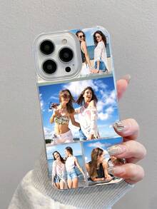 1pc Customized Personalized 5 Photos Couple, Family, Pet, Travel Design Airbag Thick Anti-Drop Transparent Phone Case Compatible With Apple 11 Pro, 13 Pro, 15 Pro Max,International Version, Not The Domestic Version - Multicolor - View 4