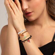 MDFUN Halloween Beaded Bracelets Pumpkin Spider Ghost Charms Bracelets BOO Happy Halloween Stretch Bracelets Set Holiday Gift