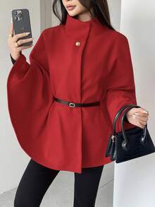 Women's Elegant Red Solid Fabric Belt, Versatile For Woolen Jacket Waist Cincher, Suitable For Halloween, Daily Wear, Dates, Spring, Winter, Autumn