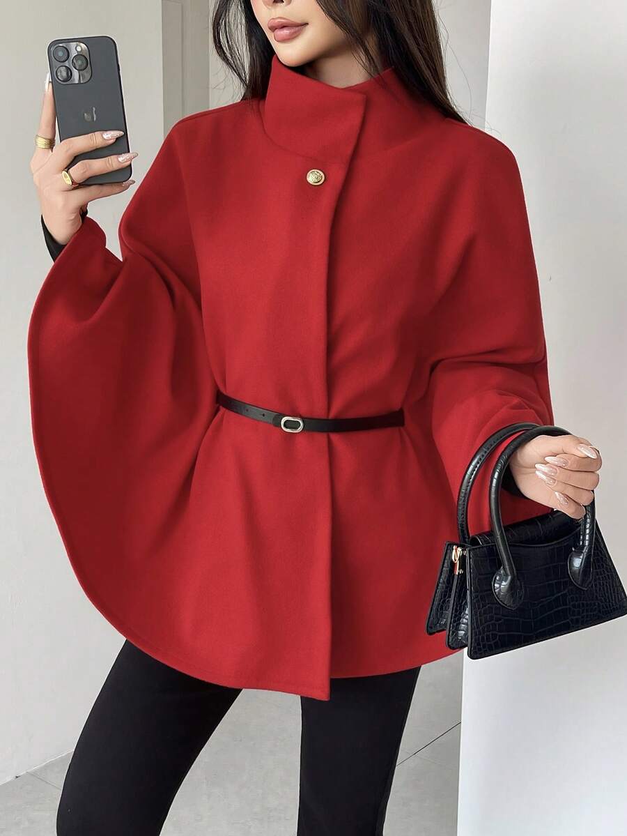 Women's Elegant Red Solid Fabric Belt, Versatile For Woolen Jacket Waist Cincher, Suitable For Halloween, Daily Wear, Dates, Spring, Winter, Autumn