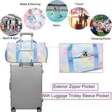 Bolsa de baile para niñas, bolsa deportiva para gimnasio, para niñas, adolescentes, bolsa de viaje impermeable, bolsa de lona con compartimento para zapatos, bolsa de ballet y gimnasio, beige (cat - PU rosa. - Ver 11